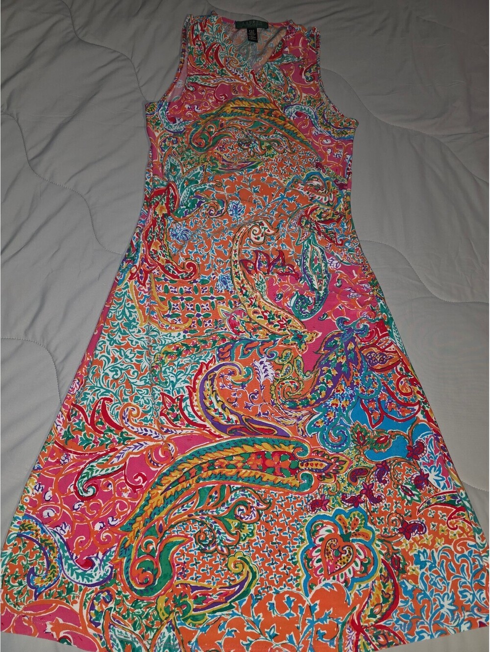 Lauren Ralph Lauren Paisley Faux Wrap Dress Sleeveless - Petite Small
